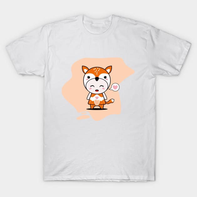 Cute Fox Character T-Shirt by NayaRara